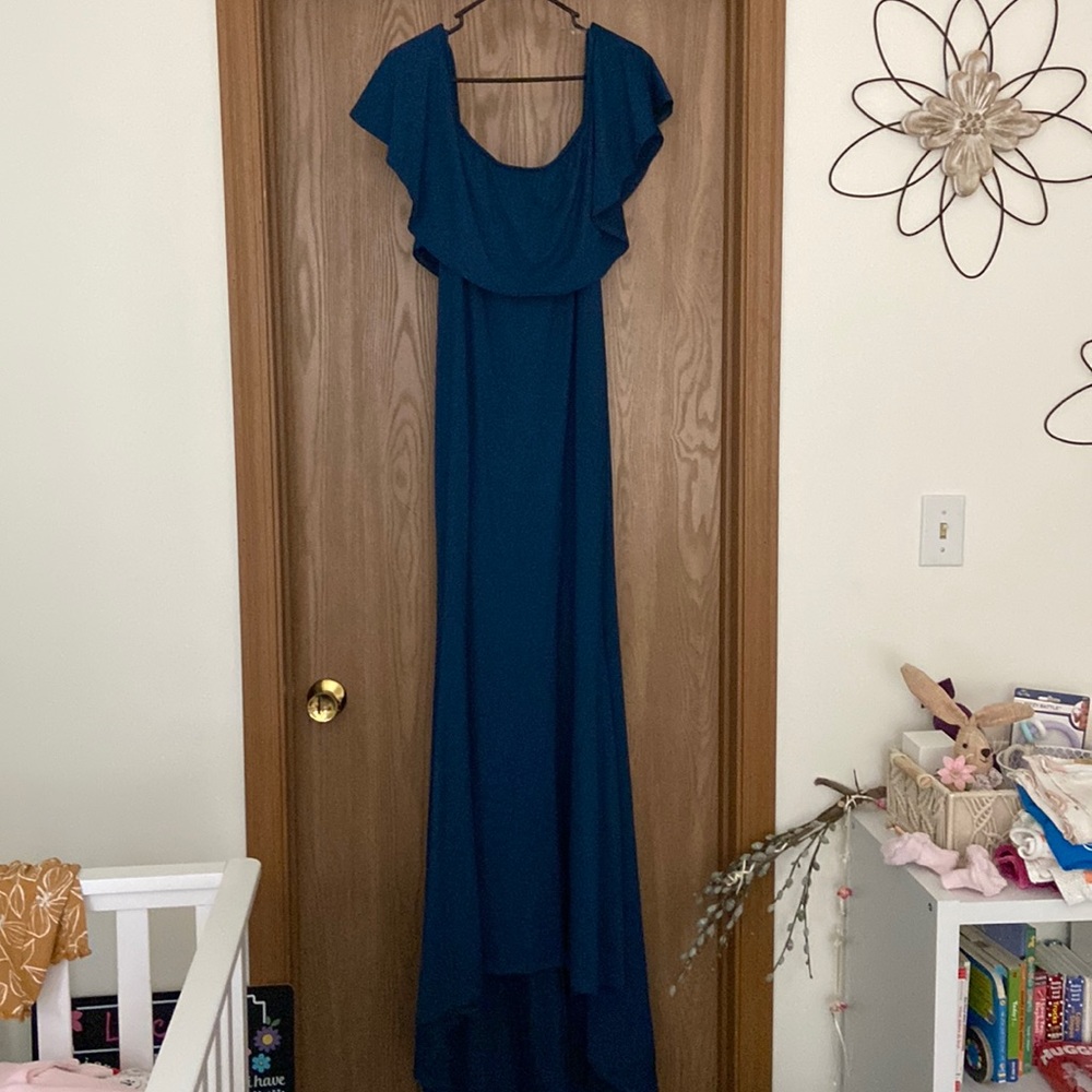 Teal off the shoulder Maternity dress- brand new